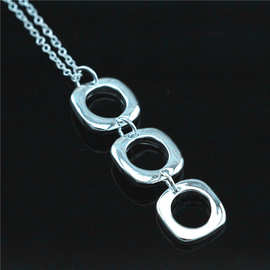 韩版银饰吊坠经典精致简约时尚方块灵动银饰吊坠气质魅力女吊坠