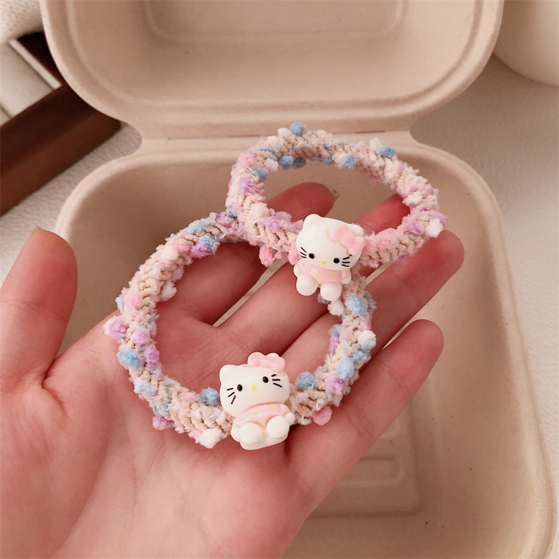 可爱卡通小猫发绳彩色发圈少女甜美编织头绳高弹力皮筋头饰发饰|undefined