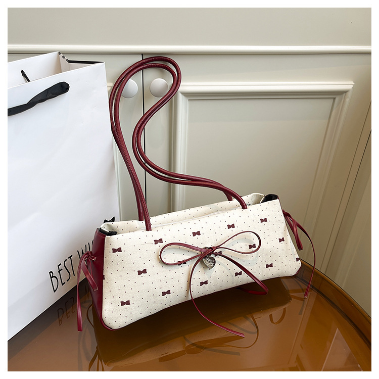 Korean-Style Sweet Style Polka Dot Bow Armpit Bag for Women 2026 Summer Fashion Simple Handbag Versatile Bag