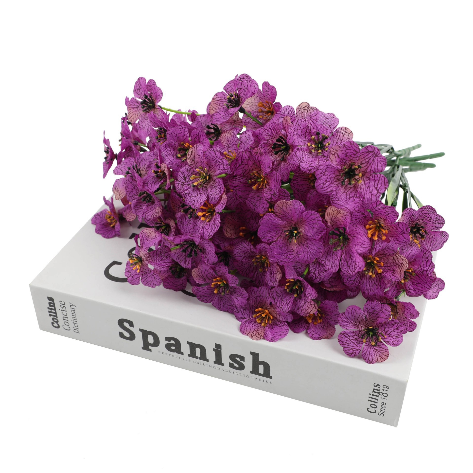 Simulación de plantas acuáticas plástico hierba de primavera flor violeta serigrafía hierba de primavera de cinco cabezas pequeña margarita flor falsa accesorios decorativos al por mayor