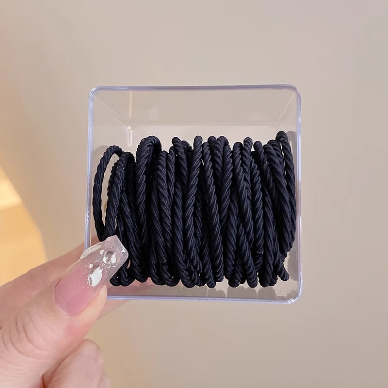 Corea de la red cuerda de la cabeza de cuero de mujer correa de toalla correa de cabello simple negro grueso cola de caballo pequeña funda de cuero