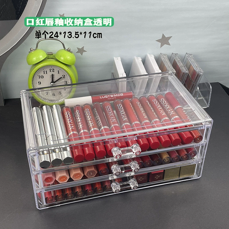 Acrylic Makeup Organizer Box, Stackable 1–3 Layers, Lipstick & Eyeshadow Storage, Compact