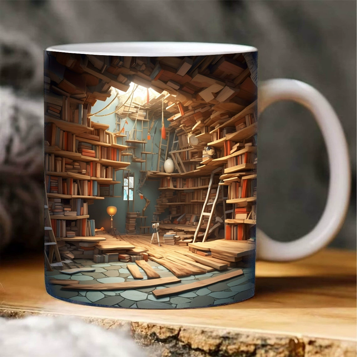 Ceramic Mug Home Creative Library Coffee Cup Cross-Border 3D Bookshelf Mug Ceramic Water Cup