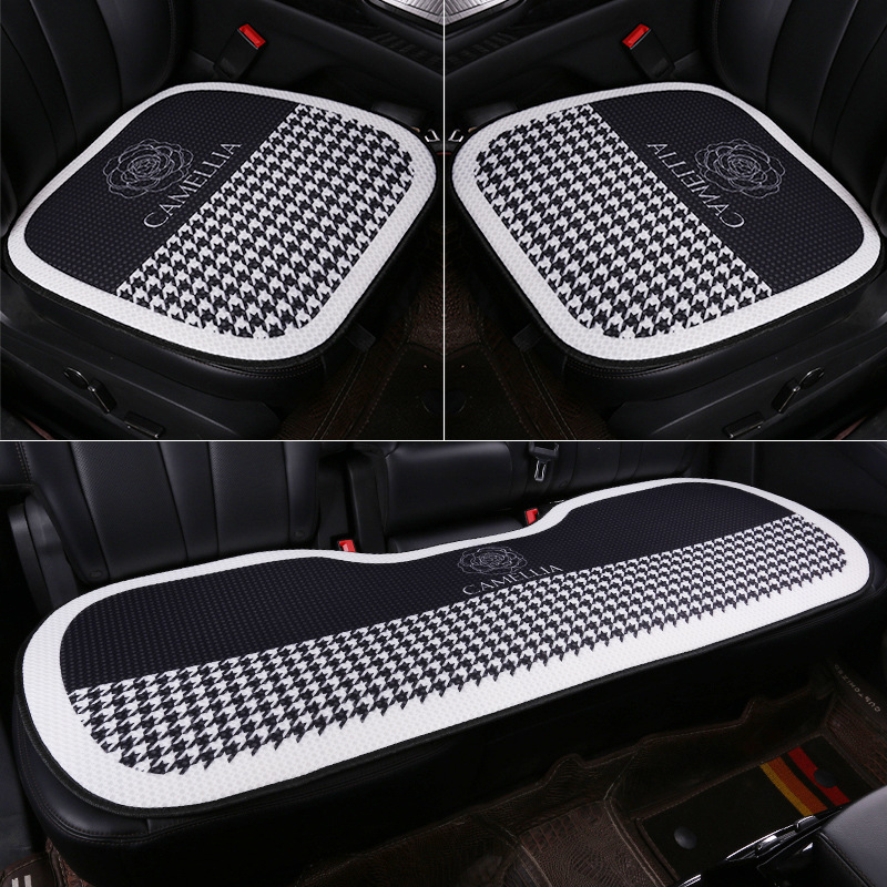 New Car Seat Cushion, Universal for All Seasons, Linen Seat Cushion, Half-Wrapped Waist-Cushion, Summer Cooling Pad, Non-Slip Breathable Seat Cushion Cover