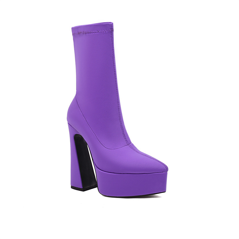 Woman Fashion Ankle Boots Winter New Arrival Thick Heel Pointed Toe Suede Low-Heel Booties Plus Size 40-43_vogvips.com