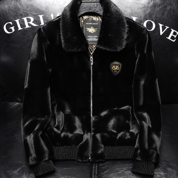 Full Net Low Price Winter Graphene Imitation Mink Gold Mink Velvet Mink Hair Haining Fur Mink Leather Jacket Coat Men