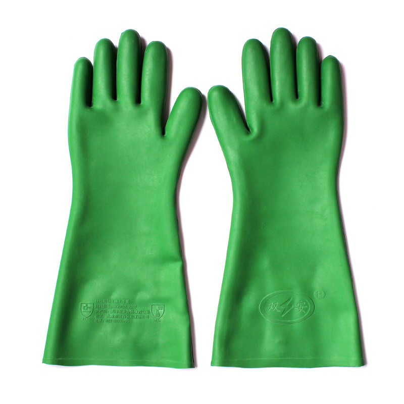 双安耐酸碱手套45cm天然橡胶涂层直筒手套40cm防化学作业防护