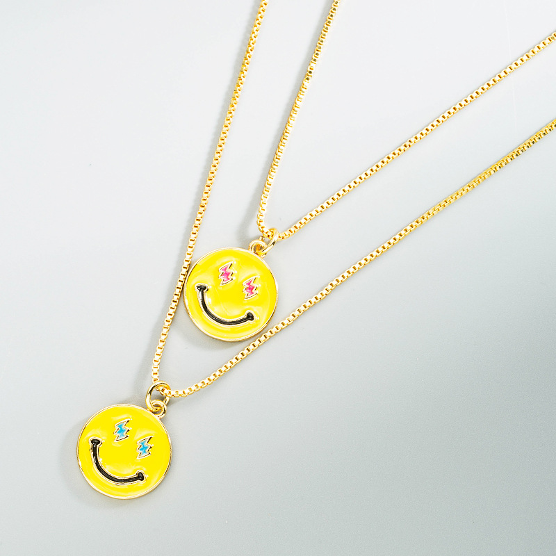 Collier Pendentif En Forme De Goutte D&#39;huile En Cuivre Smiley Coréen display picture 3