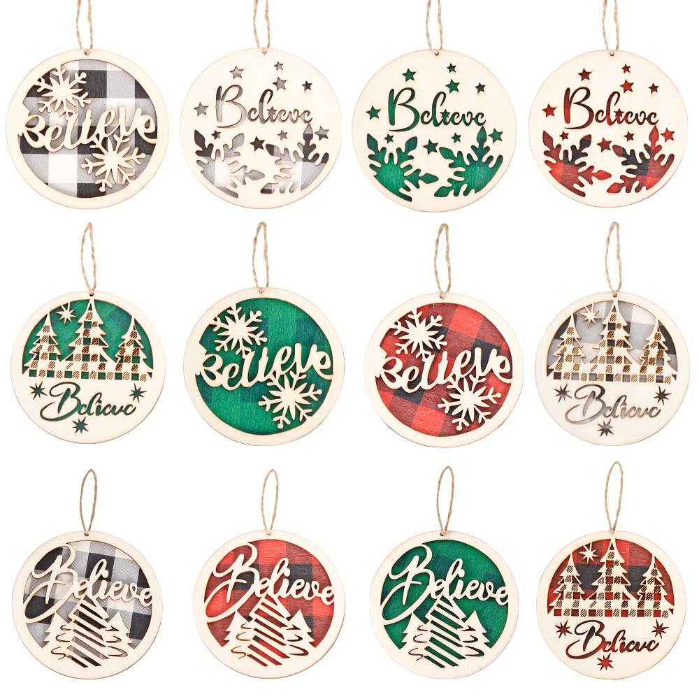 Christmas Wooden Door Plate Pendant Interior Decoration Party Decoration Christmas Decorations Wooden Plate Hanging Ornament_voghion.com