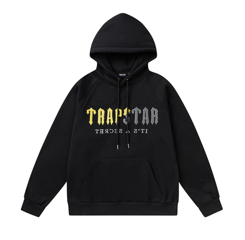 Trapstarタオル刺繍とベルベットの帽子付きガードルのジッパー付きズボンのカジュアルセット|undefined