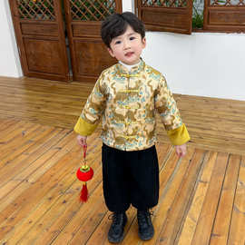 男童中国风小老虎套装冬季古风新品时尚洋气唐装新年拜年服新年装