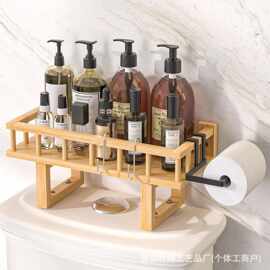 现代简约家用木制置物架卫生间马桶实木收纳架多功能木质整理架