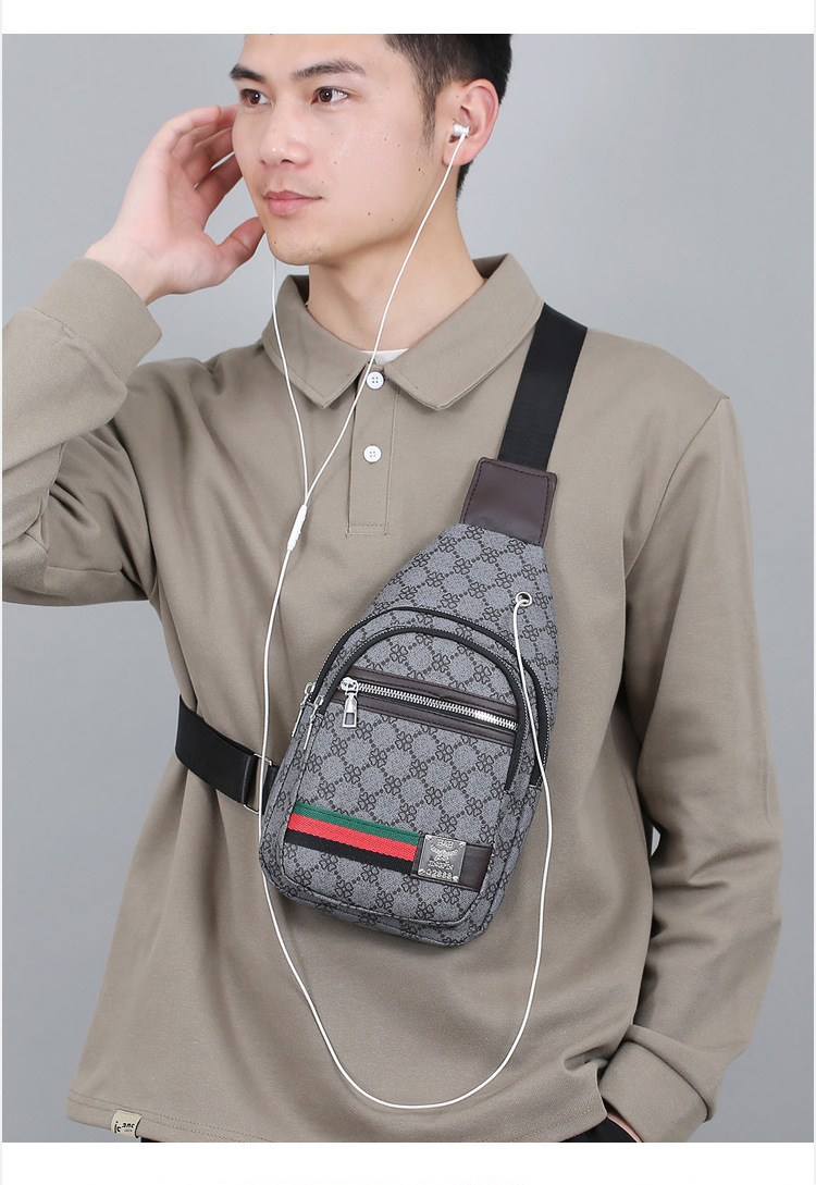 Outdoor men's chest bag, crossbody bag, travel shoulder bag, large-capacity leather bag, sports small backpack, multi-functional men's bag undefined
