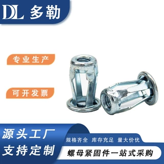 锌镀层不锈钢螺纹嵌件盲孔千斤顶螺母空心墙套法兰头蜘蛛螺母