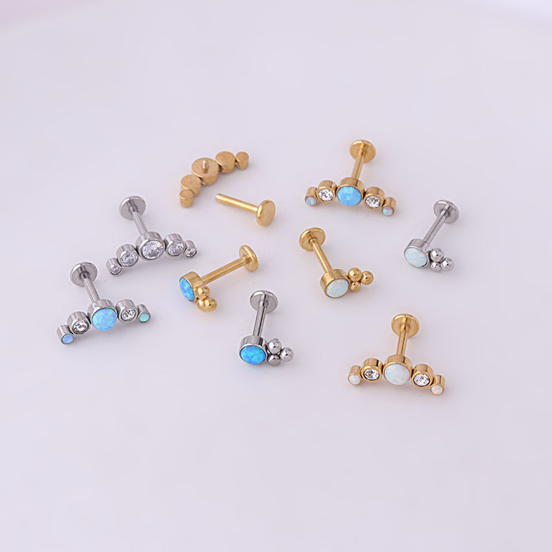 Women'S Gender Fashion Style Waterproof Non Tarnish, Surgical Steel, Plating Craft 316L Stainless Steel Artificial Gemstones Ear Cartilage Rings & Studs Geometric Waterproof Non Tarnish Surgical Steel Women'S