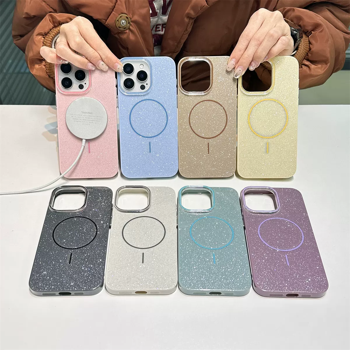 闪粉磁吸iPhone14/13适用苹果16/15promax手机壳高级感防摔保护套