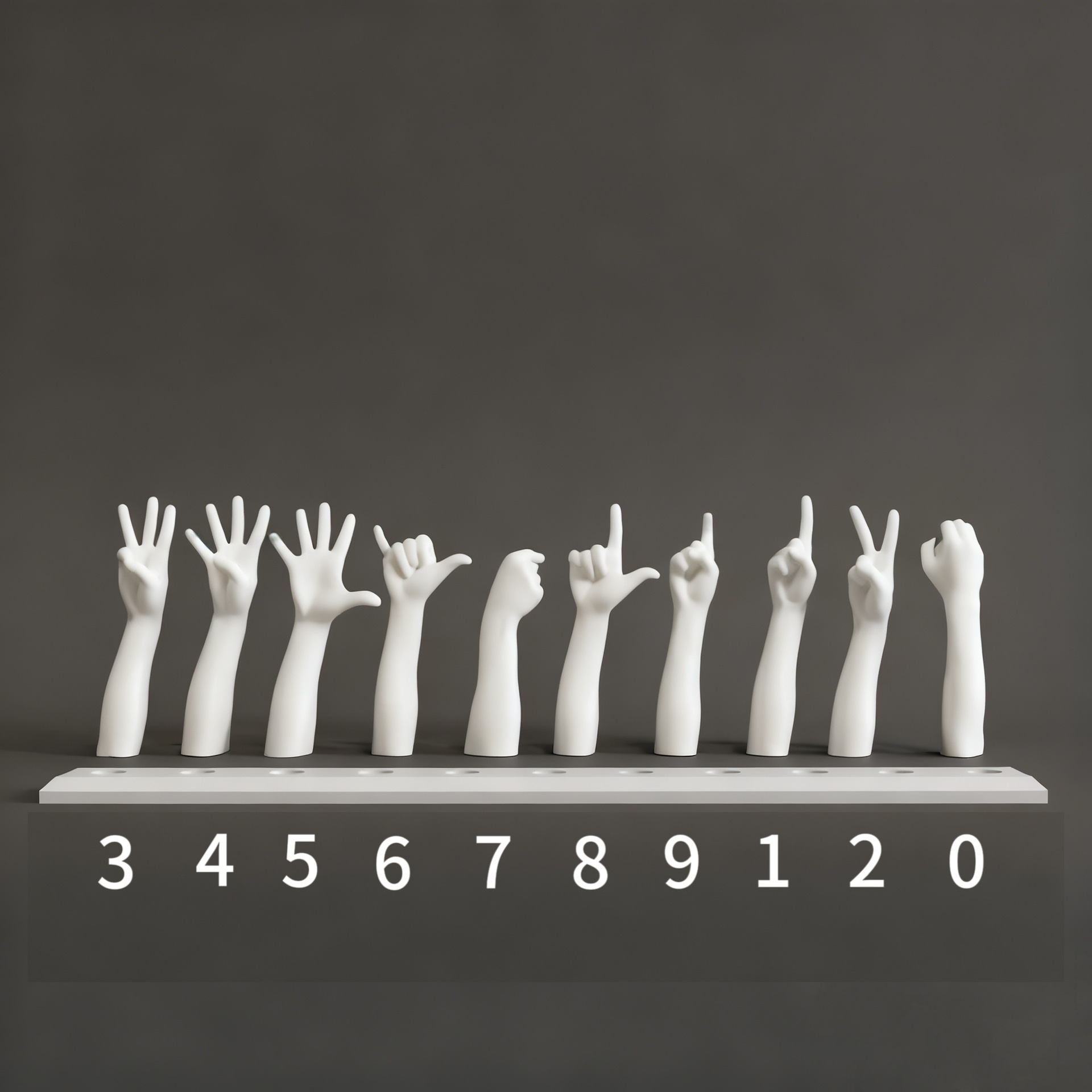 Finger Number Sign for Car, Gesture Number Display, 3D Printed Finger Parking Number Sign