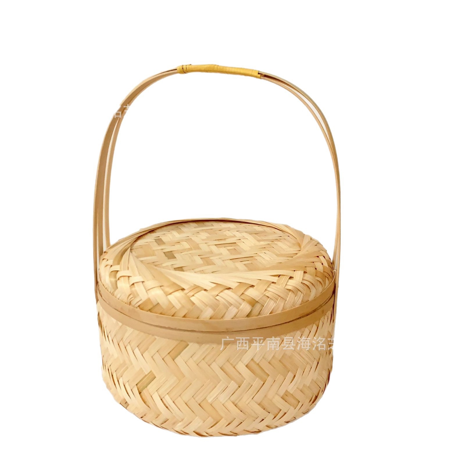 Cesta de Regalo de Bambú Grande con Tapa para Pasteles de Luna y Té