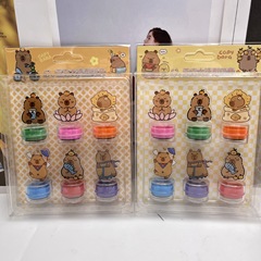 学生カピバラ6入スタンプ高颜値可爱い丸い子供赏品スタイリングアクリル手帐スタンプ