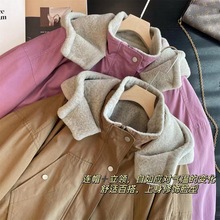 自留款 港风羊剪毛加绒连帽多口袋加厚宽松棉服派克服女M1121P