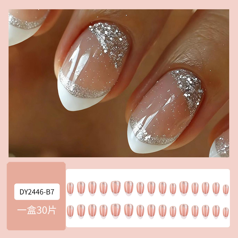Puntas de uñas postizas de estilo europeo y americano, piezas de uñas desmontables de longitud media, uñas usables, puntas de uñas puras y elegantes.