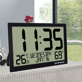 跨境热销电子时钟大屏数字家用卧室静音钟客厅商用场所轻奢礕挂钟