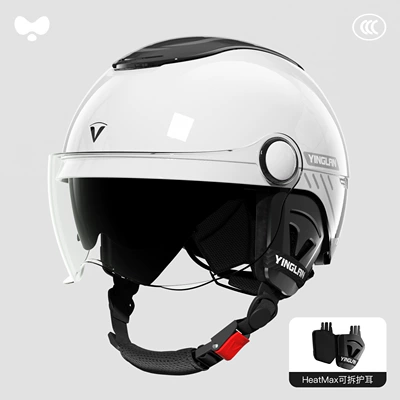 Motosiklet kaskı (dəbilqə) – Helmet for Electric Scooter with Sunroof - 3c-xuetingbai-hd-sunscreen-short-double-mirror-class-a-removable-ear-protection-one-size-fits-all