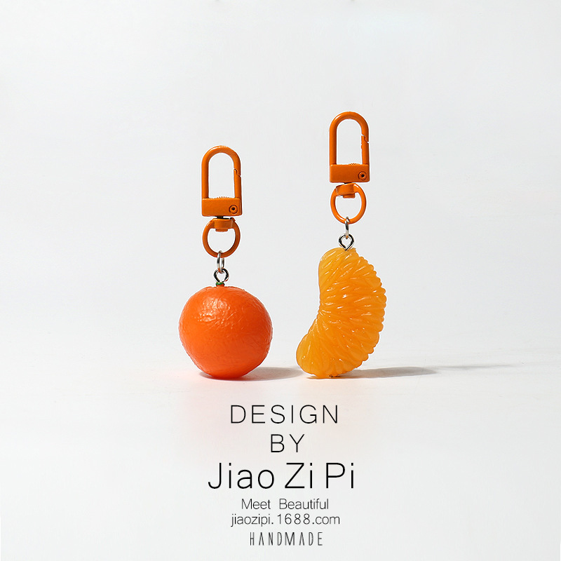 Super simulation fruit orange key chain fun pendant all-match simple bag small ornaments mini cute accessories