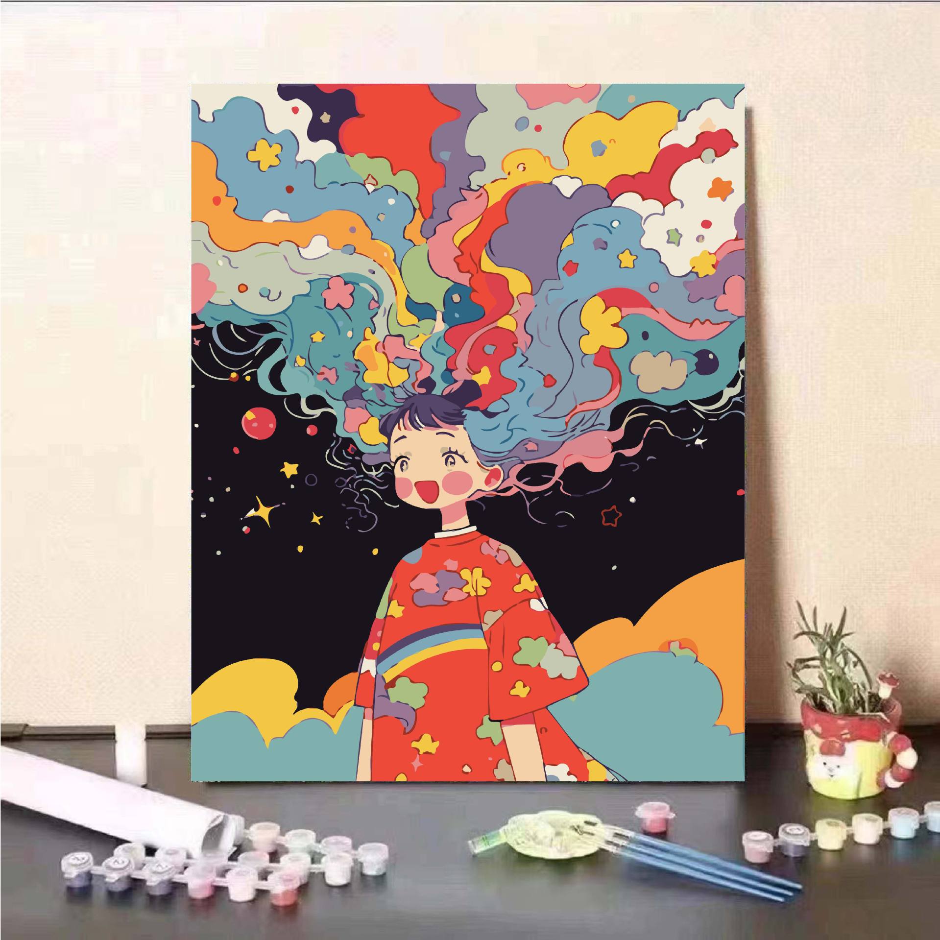 Cosmos Dreamer DIY Digital Oil Painting 2024 nuevo dibujos animados personajes de pintura a óleo de relleno curar la reducción de presión pintura a mano