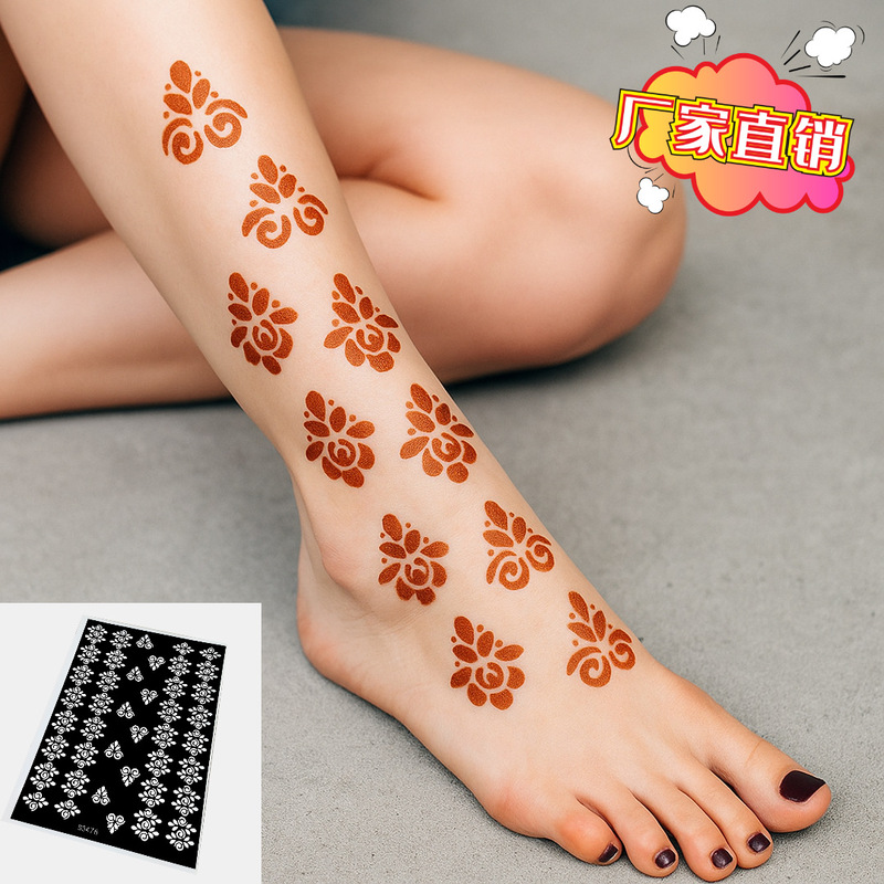 Indian Hina hollow template instep ankle bridal tattoo hollow sticker spray painting template hand painted tattoo wholesale Indian Hina hollow template instep ankle bridal tattoo hollow sticker spray painting template hand painted tattoo wholesale
