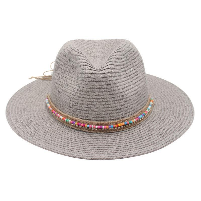 Unisex Ethnic Style Colorful Beaded Big Eaves Straw Hat display picture 2