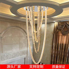 定制酒店大堂不锈钢水晶吊灯轻奢客厅吊灯高端别墅复式楼水晶吊灯