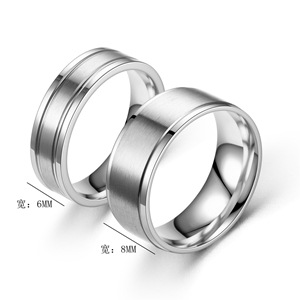 New Simple Matte Titanium Steel  Anti-Scratch Non-Fading Couple Ring