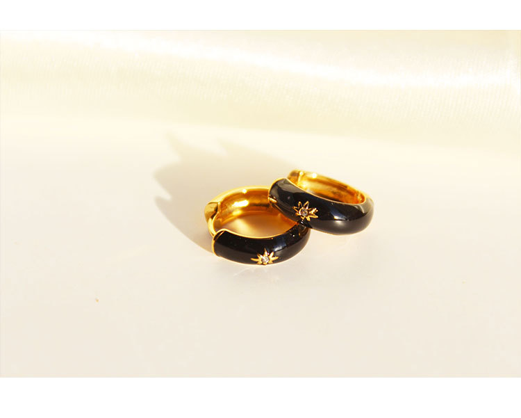 Fashion Star Copper Enamel Zircon Earrings 1 Pair