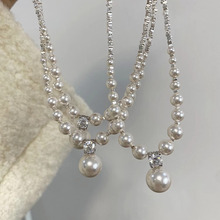 帝丰s999纯银碎银子施家珍珠项链女轻奢小众锁骨链2024年新款配饰