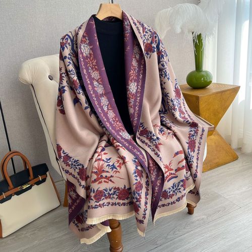 Autumn and winter scarf for women, extra long, air-conditioned room imitation cashmere shawl, fashionable short beard, tassel decoration, warm scarf