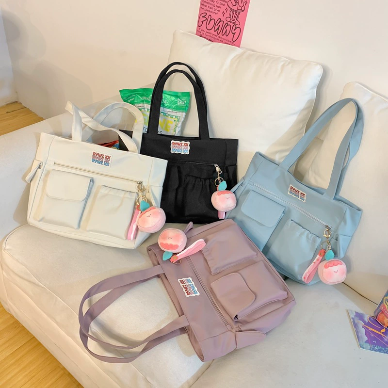 Study bag, nylon Japanese one-shoulder bag, capacious book bag