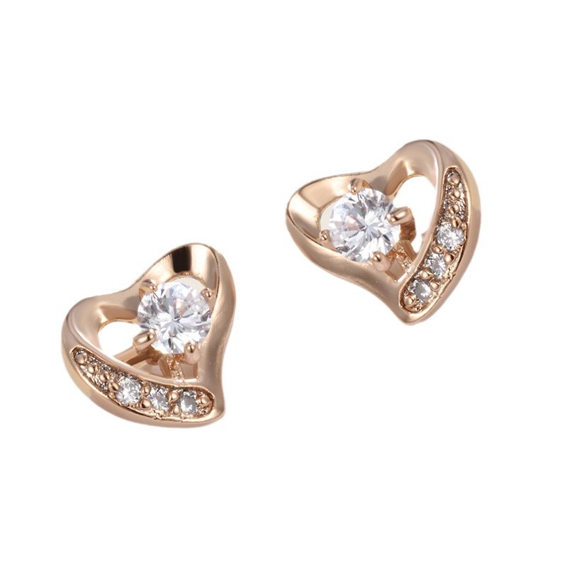 Xuping simple auriculares femeninas moda coreana en forma de corazón aleación de moda auriculares chapados en oro aretes de amor dulce