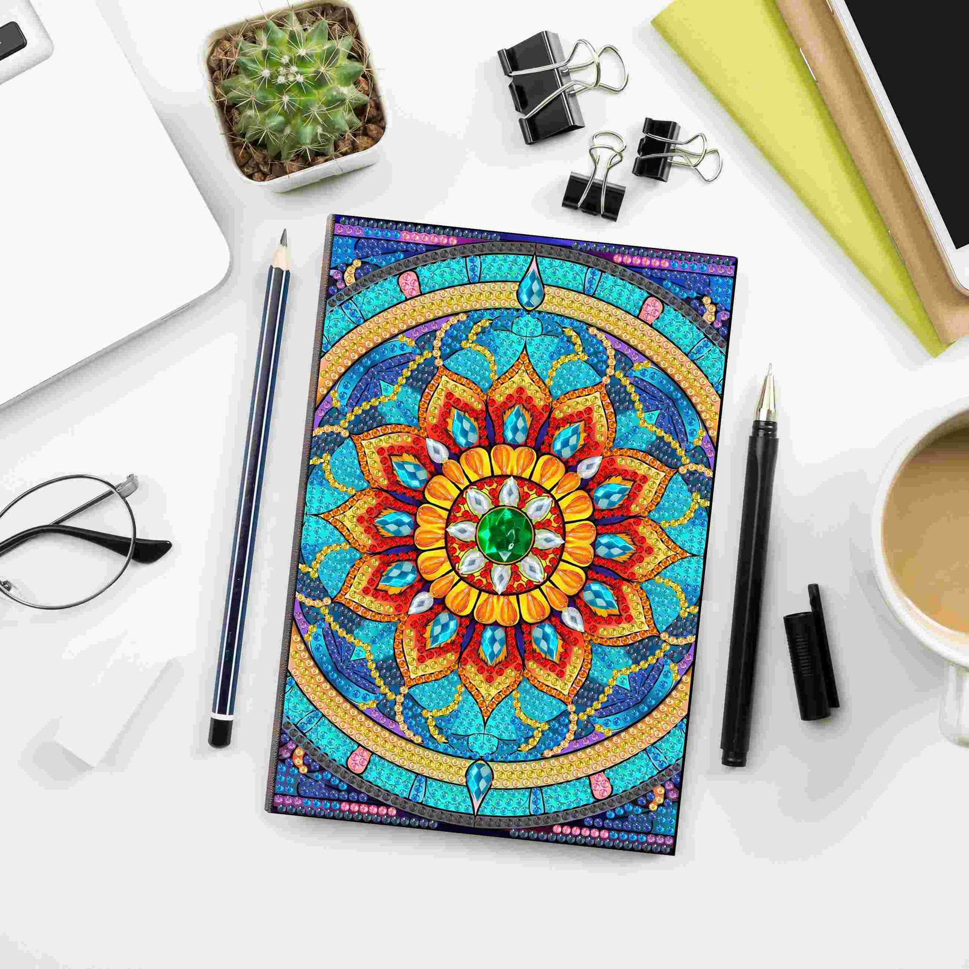 Pintura de diamantes Periférico Diamante Diamante Taladro Parche de diamantes Bordado A5 Cuaderno Dialígrafo de pintura de diamantes Distribución al por mayor