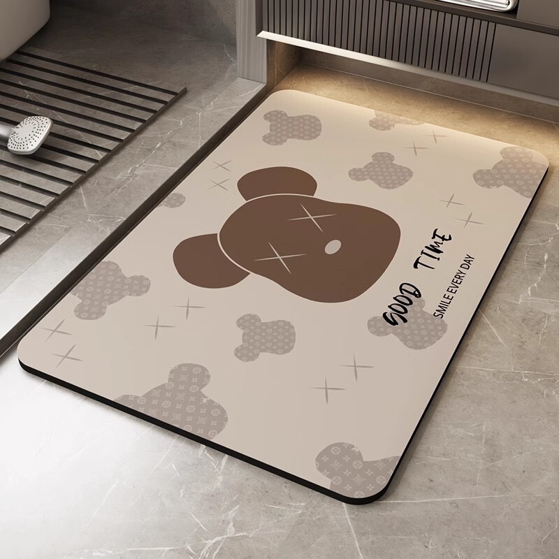 Cartoon Bathroom Diatom Mud Absorbent Floor Mat Entrance Door Non-Slip Floor Mat Home Entrance Door Mat Quick-Drying and Stain-Resistant Soft Mat