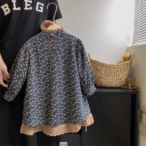 2024 Spring New Girls Floral Dress Comfortable and Breathable Korean Forest Style Children's Princess Dress Puff Sleeve Dress