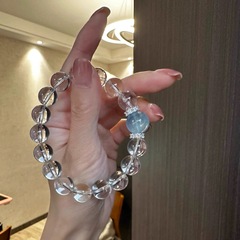 天然海藍宝白水晶手串女2025新型爆発金軽豪華小衆高級感ブレスレット生放送卸売り