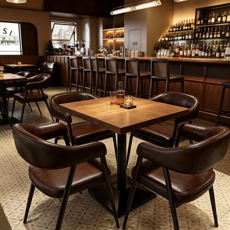 American-style retro dining chair with leather upholstery, armrests, and a backrest, suitable for restaurants, meeting rooms, and guest houses, offering comfortable seating for leisure American-style retro dining chair with leather upholstery, armrests, and a backrest, suitable for restaurants, meeting rooms, and guest houses, offering comfortable seating for leisure