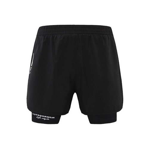 Summer Swim Trunks Anti-Embarrassment Shorts Men's Casual Running Exercise Quick-Drying Fitness Double-Layer Flat-Bottom Swim Trunks