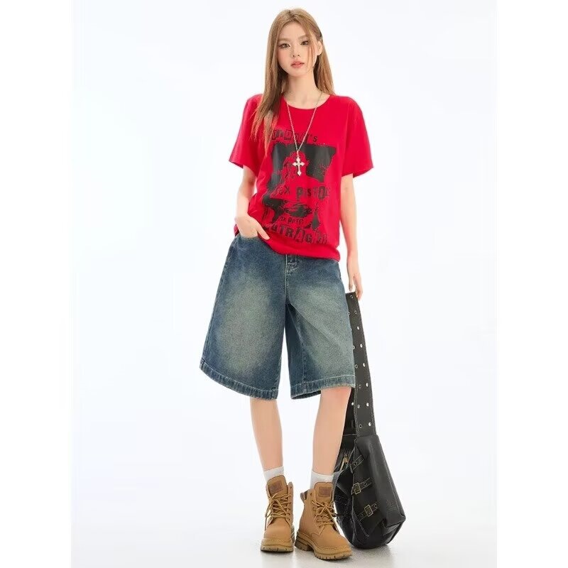 Auntie Leng's Medium and Large Children's Denim Washed 7/8 Pants, Wide-Leg Versatile Relaxed Casual Petite Work Pants Auntie Leng's Medium and Large Children's Denim Washed 7/8 Pants, Wide-Leg Versatile Relaxed Casual Petite Work Pants