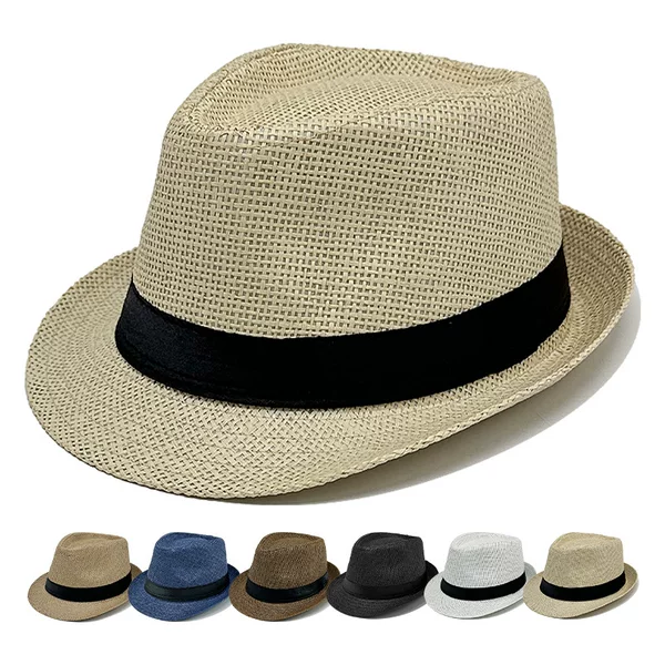 Cross-Border British Jazz Hat Sun Protection Hat Men's Top Hat Summer Sunshade Papyrus Straw Hat Manufacturer Direct Sales in Stock