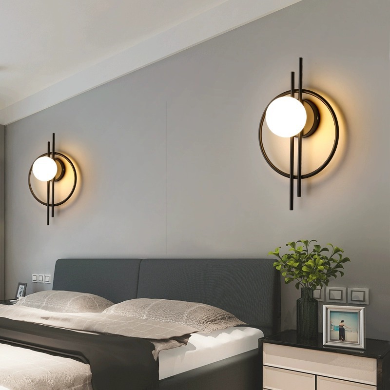 Luz de cabecera de lujo pared de fondo del dormitorio luz de pared nórdica creativa dormitorio principal fondo de pasillo de televisión moderna lámpara de pared simple