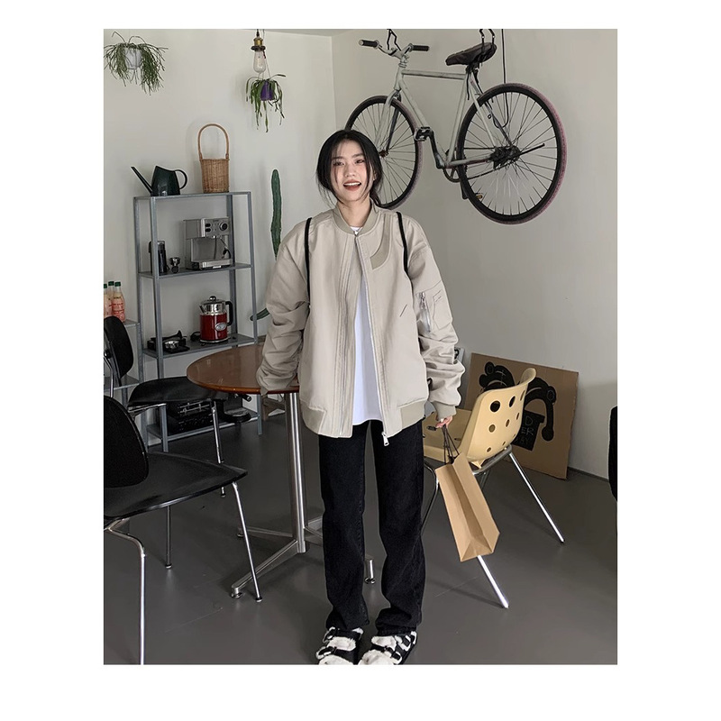 563 # Clearance: Where Is the Orange Tree? American Retro Flight Jacket for Women