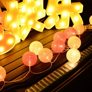 LED гирлянда из cottonball, тёплый белый свет, питание от батарей или сетевой, 4/6 см, длина 2–3 м, 10/20 головок