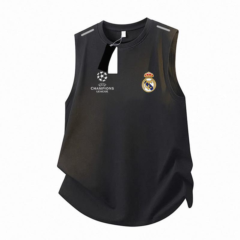 2026 Champions League Real Madrid American-style vest for fitness, summer club men's sleeveless breathable loose plus size 2026 Champions League Real Madrid American-style vest for fitness, summer club men's sleeveless breathable loose plus size